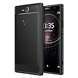 Sony Xperia XA2 Phone Case, MoKo Soft Lightweight TPU Bumper Cover Carbon Fiber Design Anti-Scratch Slim Back Panel Shock Aborsption Cellphone Shell for Sony Xperia XA2 5.2 Inch, Black