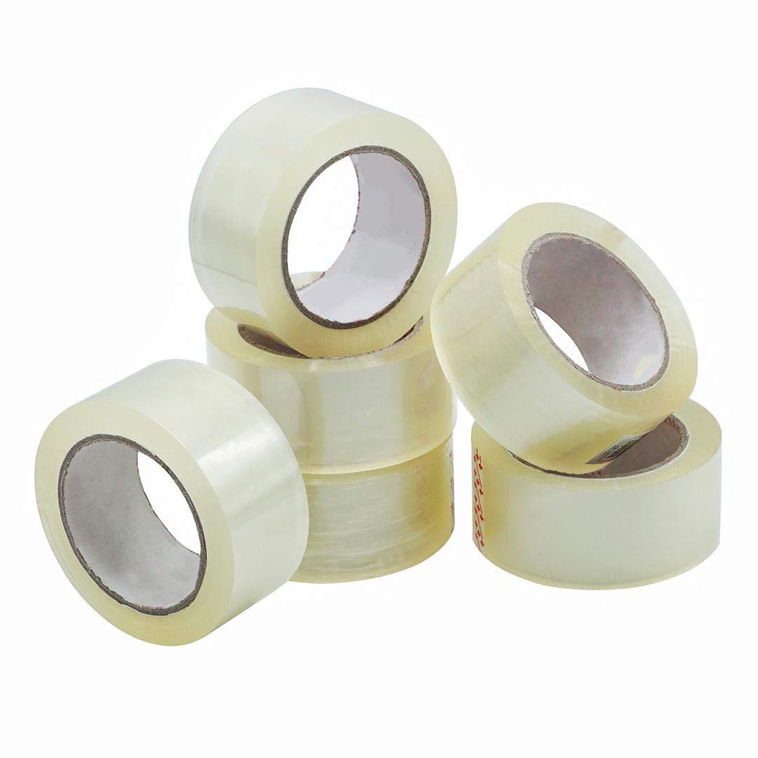 Packing Tape Clear, 6 Rolls (60m x 50mm per roll), Thick and Strong