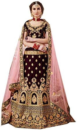 Indian Women Designer Partywear Ethnic Traditional Maroon Lehenga Choli.