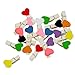 KINGLAKE 100 Pcs Mini Colored Wooden Heart Clothespins 3.5cm Photo Craft Clips for Wedding Party Decor with 100 Feet Jute Twine