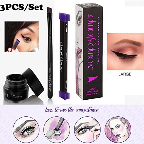 KNOWSTAR Eyeliner Stamp Set 3 In 1 Drawing Eyeliner Tool Easy Use Eyeliner Liquid Medium