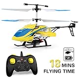 JJRC Helicopter with Remote Control, JX02 Helicopter 4 Channel with Side Propellers for Fly Sideway Altitude Hold with 3 Batteries in 18 Minutes Crash Resistance RC Toy Helicopter Gift (Yellow)