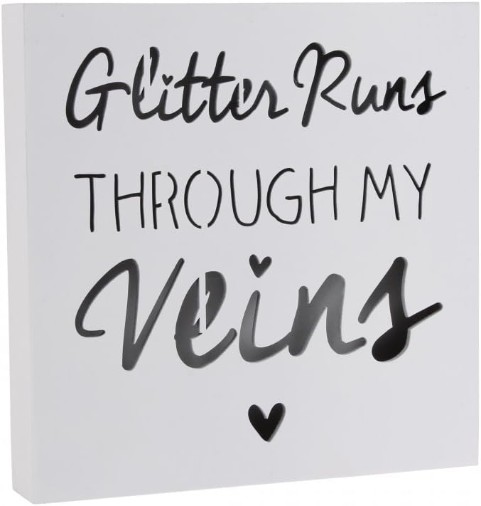 Absolutely Fabulous Glitter Runs Through My Veins Light Up Plaque Sign Light Box