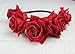 Floral Fall Rose Flower Crown Garland Festival Wedding Hair Wreaths Headbands F-32 (Red)