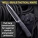 Grand Way Tactical Knife - Survival Fixed Blade Knife - Best Outdoor Military Knives for Camping Bushcraft or Self Defense - Large Stainless Steel Blade Full Tang Handle Tactical Knife 2802 T-B