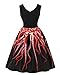 Wellwits Women's 3D Digital Octopus Print Sleeveless Vintage Rockabilly Dress