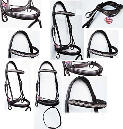 Amish Made USA Horse English Bridle Jumping Hunter Figure 8 Show Padded Bling Browband 803R14