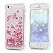 MOLLYCOOCLE iPhone 5/5s/SE Case, Liquid Bling Glitter Sparkle TPU Phone Case 3D Cute Star Flowing Floating Quicksand Silicone Soft TPU Cover for iPhone 5/5s/SE, Pink