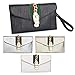 Designer Evening Envelope Clutch Bags Wristlet Purse Cross Body Bag with Chain (Gold)
