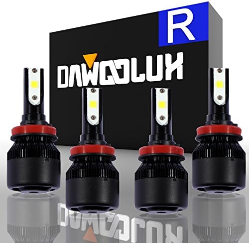 DawooLux H11 H9 LED Combo Headlight Bulbs Conversion Kits (2 sets) Flip COB Chips 120W 15200LM High Low Beam 6000K White Light