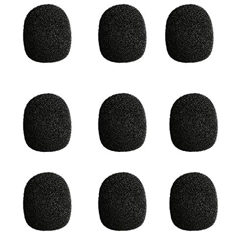 (10 Pieces) Foam Windscreen, Lapel Clip-on Microphone Accessories for Replcement, Black