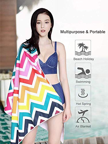 Winthome Microfiber Beach Towels Set 2 Pack Extra Large(59x29+39x19.5) Lightweight, Quick Dry Towel,Sand Free Towel for Beach, Travel, Swim, Pool, Camping, Outdoors and Sports - Thumbnail 5