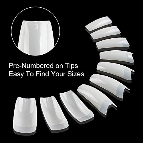 Acrylic Nail Tips French Fake Nails ECBASKET Half Cover Artificial False Nails Tips 500pcs 10 Sizes with Box Natural - Thumbnail 4