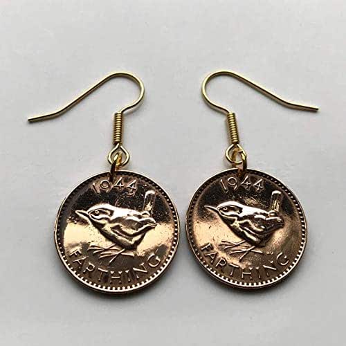 Amazon.com: 1951 United Kingdom Farthing coin earring Wren ...