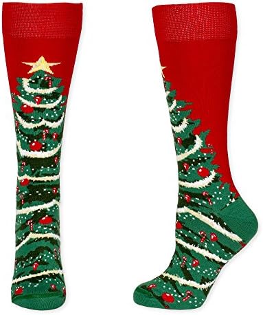Big Christmas Tree Red Holiday Knit Socks