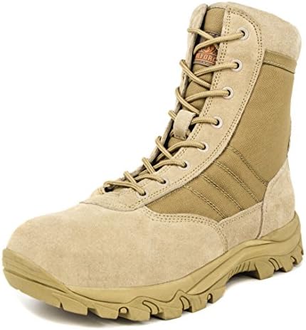 Milforce Menโs 8 inch Military Tactical Boots Lightweight Combat Desert Shoes with Side Zipper, Sand