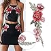 TUANTUAN 6 Pcs Embroidered Rose Flower Applique Floral Sew on Iron on Patches for Clothing DIY Motif Applique,Purple & Red & Pink
