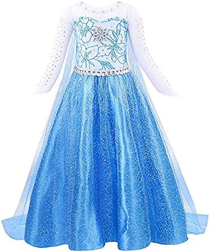 Bascolor Elsa Frozen Costume Kids Princess Elsa Dress for Girls Snow Queen Princess Fancy Dress Halloween Costume Cosplay Dress Party Outfit (4-5 years)