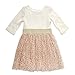Youngland Girls' Textured Knit to Mesh Casual Dress with Gold Metallic Waist