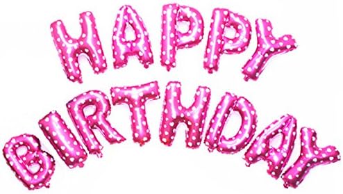 BM AVESTA - 1 Set of 16 inch "Happy Birthday" Pink Aluminum Foil Balloons, This Banner perfect For Birthday, Baby Shower, Anniversaries, Ceremony and Parties Decorations, Premium Quality