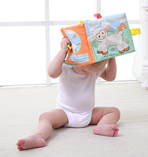 Baby Development Cloth Books, Scofieldly 1PC Sheep Non-toxic Soft Fabric Baby Cloth Books Early Education Toys Activity Crinkle Cloth Book for Toddler, Infants and Kids - Perfect for Baby Shower - Thumbnail 2