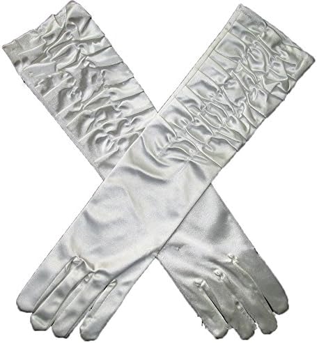 Henglizh Women's Evening Party 15" Long Satin Finger Gloves for Bridal Formal Gloves