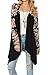 Dreagal Women's Floral Splice Printing Long Sleeve Cardigan Black Medium