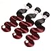 1B 99J Ombre Brazilian Body Wave Hair 3 Bundles, 10A Grade Burgundy Dark Red Bodywave Weave Human Hair Extensions 100g/pcs, 100% Unprocessed Hair (16