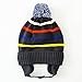 Connectyle Girls Boys Kids Warm Knit Winter Hats Pom Pom Striped Cuff Beanie Hat with Earflap, L:19.5 