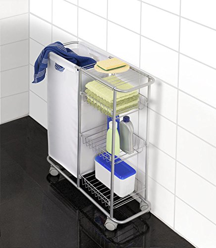 WENKO-12100100-Sammelwagen-Slim-3-Etagen-abnehmbarer-Sack-Fassungsvermgen-28-L-pulverbeschichtetes-Metall-20-x-58-x-80-cm-Grau