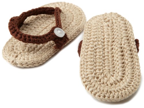 Jefferies Socks Unisex-Baby Newborn My First Flip Flops, Chocolate/Khaki, Newborn