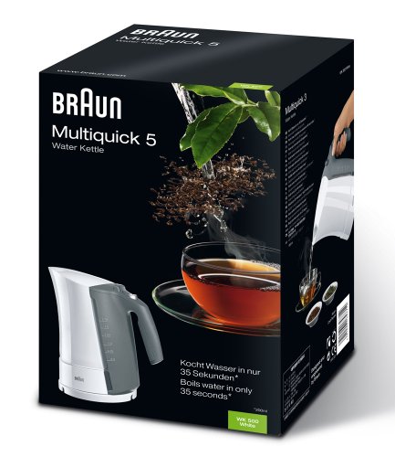 Braun Household MultiQuick 5 WK 500 WH Wasserkocher - 3000 Watt Teekocher mit Schnellkochsystem kocht Wasser in 35 Sekunden, Anti-Kalk Filter, Abschaltautomatik, 1,7 Liter, Weià – Bild 3