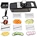 Mandoline Slicer Vegetable Chopper Multi Function Potato Slicer + Peelers Cutter for Cucumber, Onion, Cheese with 6 Stainless Steel Blades - Black
