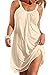 Casual Loose Mini Dresses for Women Beach Dress Sleeveless Pleated Fashion, Apricot-cotton, Medium