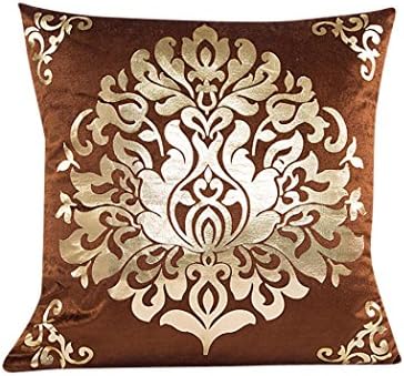 Pillowcases JUNNEY 45cm45cm Decors Square Decorative Throw Pillow Case Cushion Cover Gold velvet Throw Pillow Covers (Brown)