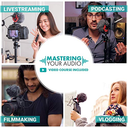 Movo VXR10 Universal Videomikrofon mit Vibrationsdämpfer Stoßdämpfer Schockhalterung, Tragetasche, für iPhone, Android Smartphones, Canon EOS, Nikon DSLR- perfektes Kameramikrofon, Richtrohrmikrofon – Bild 8