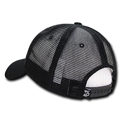 Soft Fit American Flag Embroidered Cotton Trucker Mesh Back Cap - United We Stand Black