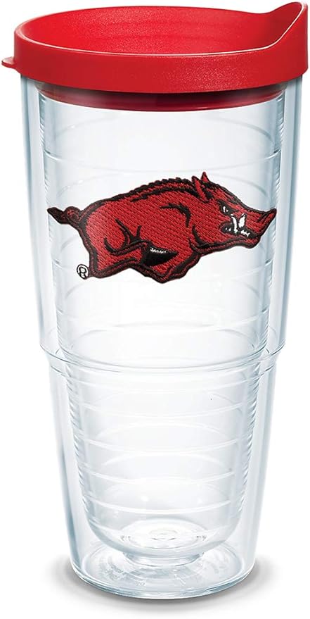 Amazon Com Tervis Arkansas Razorbacks Tumbler With Emblem And Red Lid 24oz Clear Tumblers Water Glasses