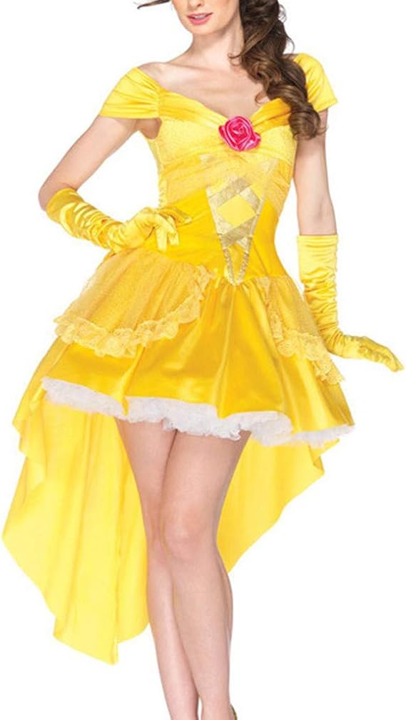 Amazon Co Jp 美女と野獣 ベル コスプレ 衣装 レディース ミニ ワンピース ハロウィン コスチューム 大人 ドレス 手袋付き パーティードレス 仮装 パーテイー お姫様 演劇 ダンス 舞台 Halloween Costume 万聖節 クリスマス 服 ファッション小物
