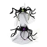 Halloween Costume Spider Headband with Tulle Veil - 2 Pack - Purple and Green