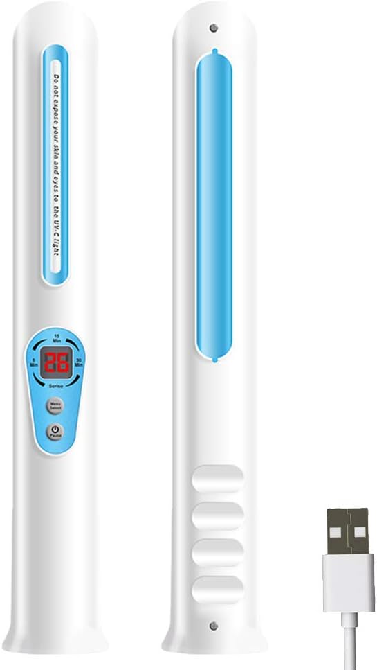 ALXDR Handheld UV Germicidal Lamp, USB Charging Portable Ultraviolet Sterilizer Wand Timing For Home, Office And Travel Use
