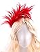FELIZHOUSE 1920s Fascinator with Feathers Christmas Headband for Women Wedding Tea Party Headwea(Red)