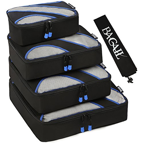 Bagail Travel Luggage Packing Organizers with Laundry Bag, Black (Set of 4 Packing Cubes)