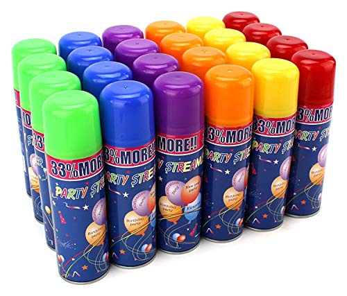 image for AJ Toys & Games 24 PCS Pack of Fun Party Streamer Spray String in a Ca