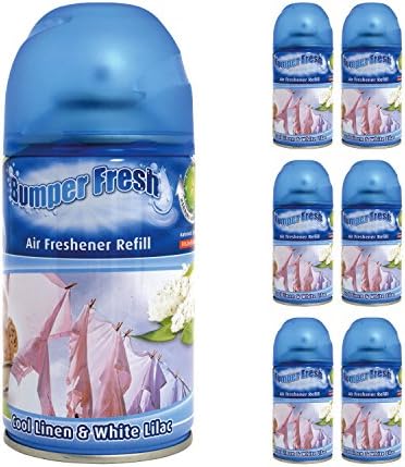 6 x Bumper Fresh Freshmatic Max Automatic Spray Refills 250ml (Cool Linen & While Lilac)