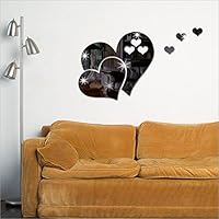 3D Mirror Love Hearts Wall Stickers & Murals,Home Decorative Art Decal for Boy Girl Nursery Baby Room Bedroom Kitchen Living Room,Home Décor Accents for Living Room, Wall Decals Murals Decor (black)