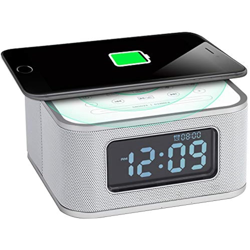Clock Radios Alarm With Wireless Charger Bluetooth Speaker And