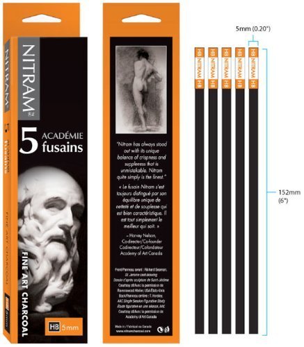 Nitram Academie Fusains Fine Art Charcoal HB box of 5 by Nitram