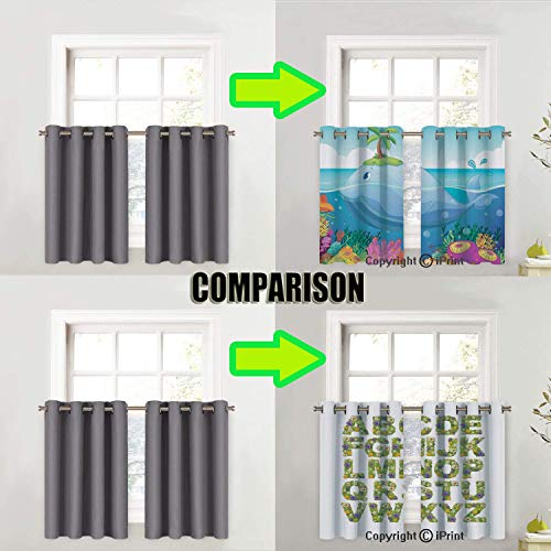 Home 2 Panels Tiers Small Window Treatment,Vegetables Pattern Retro Cafe Home Pumpkin Tomato Cabbage Pepper Patato,Curtain Blackout Drape Short Panel,42"x72" White Green Red,Set of 2 - Thumbnail 5