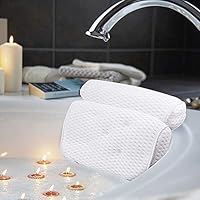 AmazeFan Bath Pillow, Bathtub Spa Pillow with 4D Air Mesh Technology and 7 Suction Cups, Helps Support Head, Back, Shoulder and Neck, Fits All Bathtub, Hot Tub, Jacuzzi and Home Spa